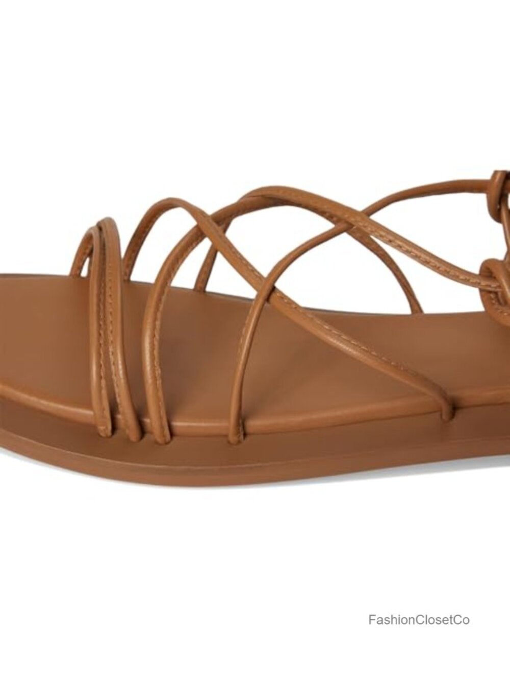 Leather Gladiator Flat Sandals Adjustable Ankle Wrap Cushioned Footbed - Picture 5 of 6